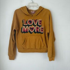 Dazey LA Mustard Yellow Love More Graphic Hoodie Sweatshirt S